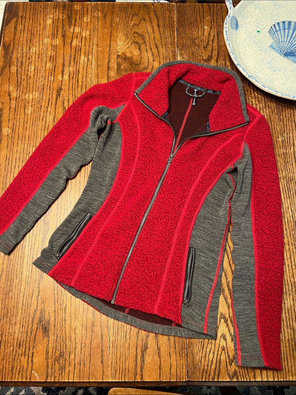 Kuhl Red and Gray Women's Teddy Fleece Zip Jacket